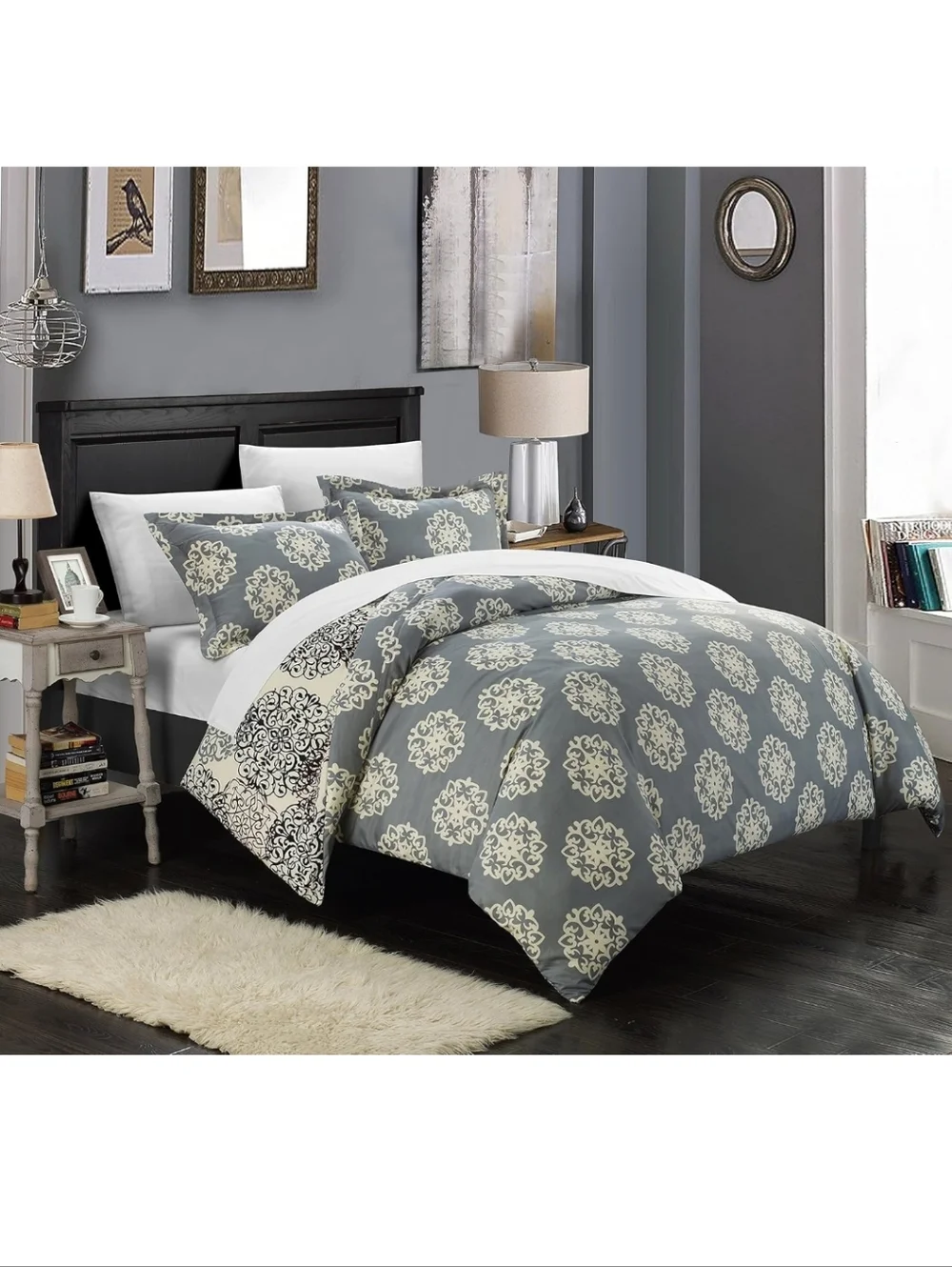 NEW Chic Home 3 Piece Jerome Boho Inspired Reversible Print Duvet Set, King